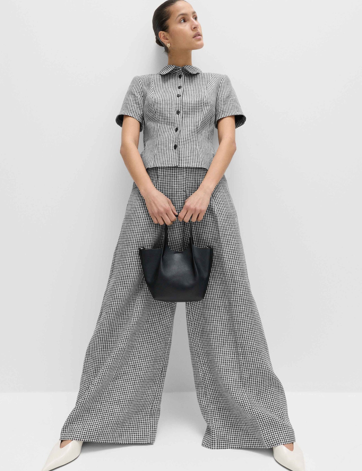 Pure Linen Checked Pleat Front Trousers