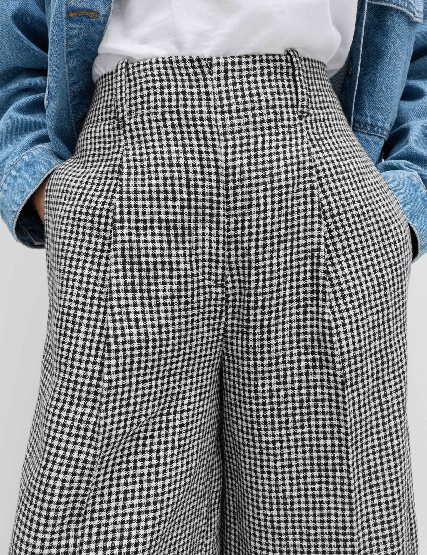 Pure Linen Checked Pleat Front Trousers