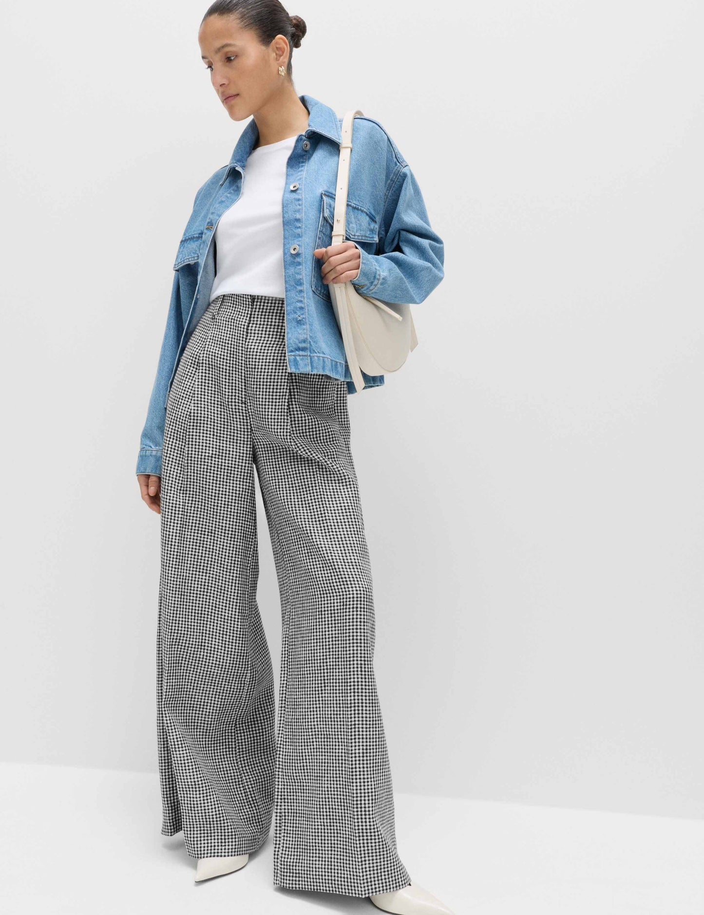 Pure Linen Checked Pleat Front Trousers
