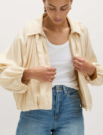 Pure Lycocell Pleated Bomber Jacket