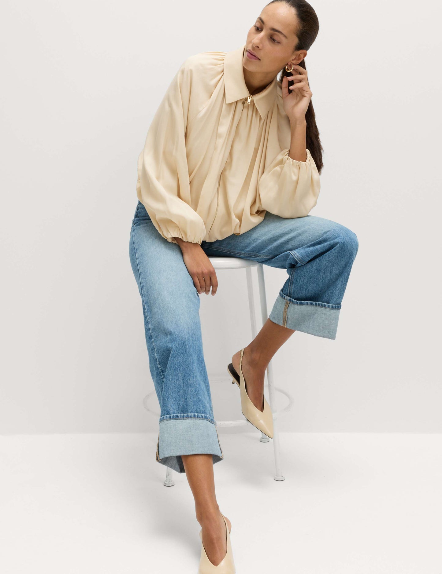 Pure Lycocell Pleated Bomber Jacket