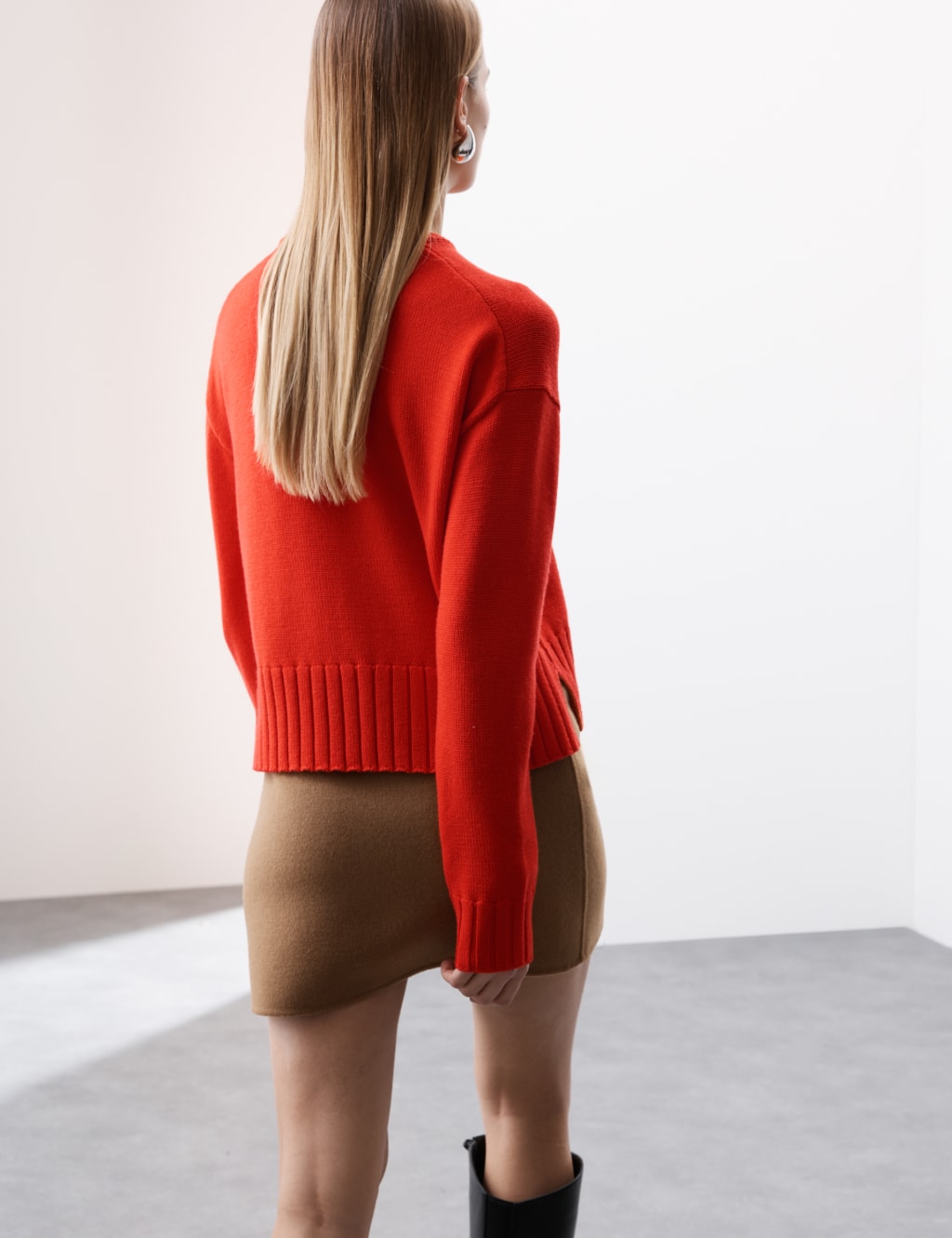 Pure Merino Wool Ribbed Crew Neck Jumper