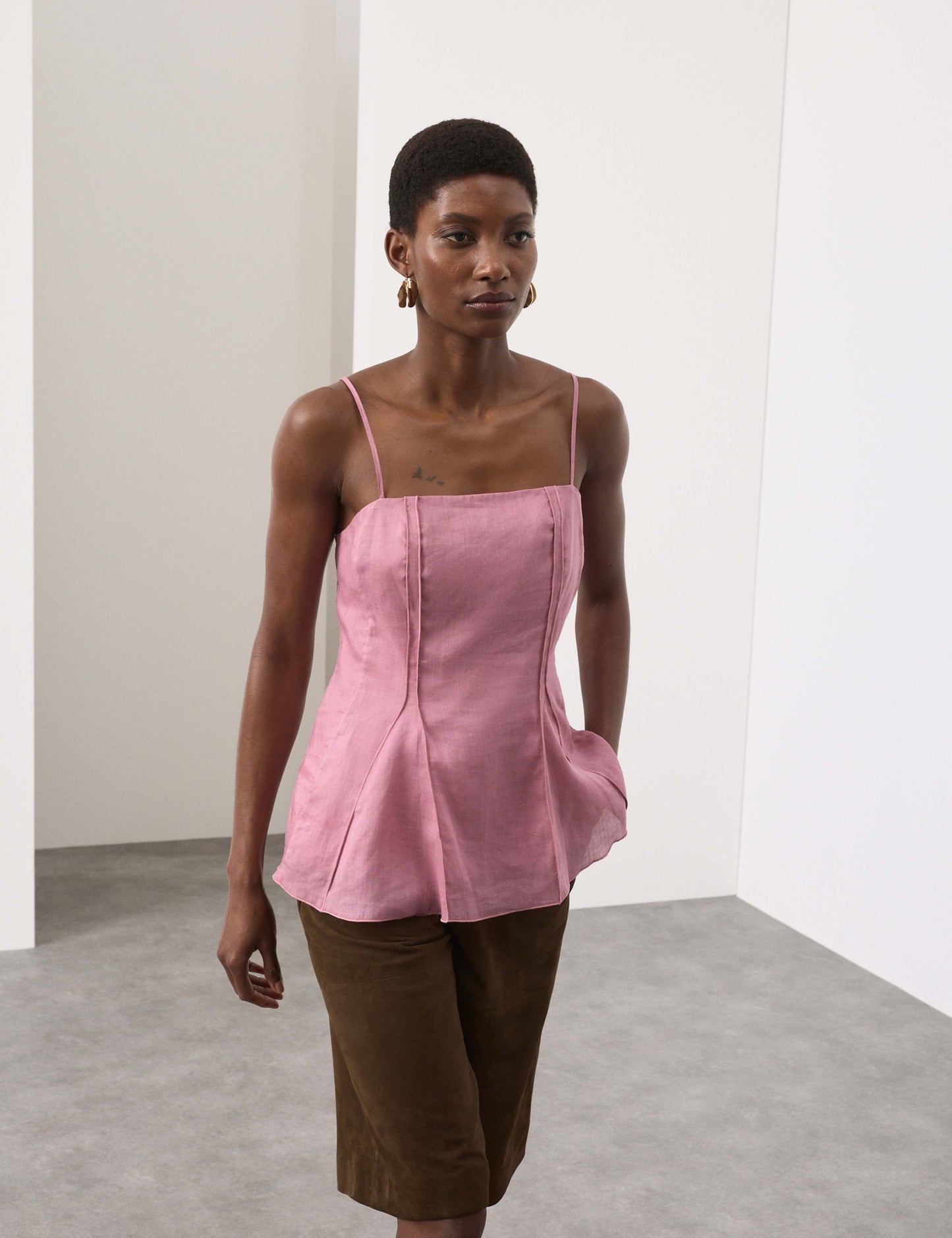 Pure Ramie Godet Cami Top