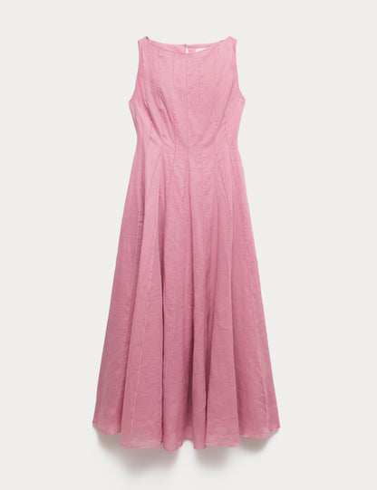 Pure Ramie Godet Waisted Maxi Dress