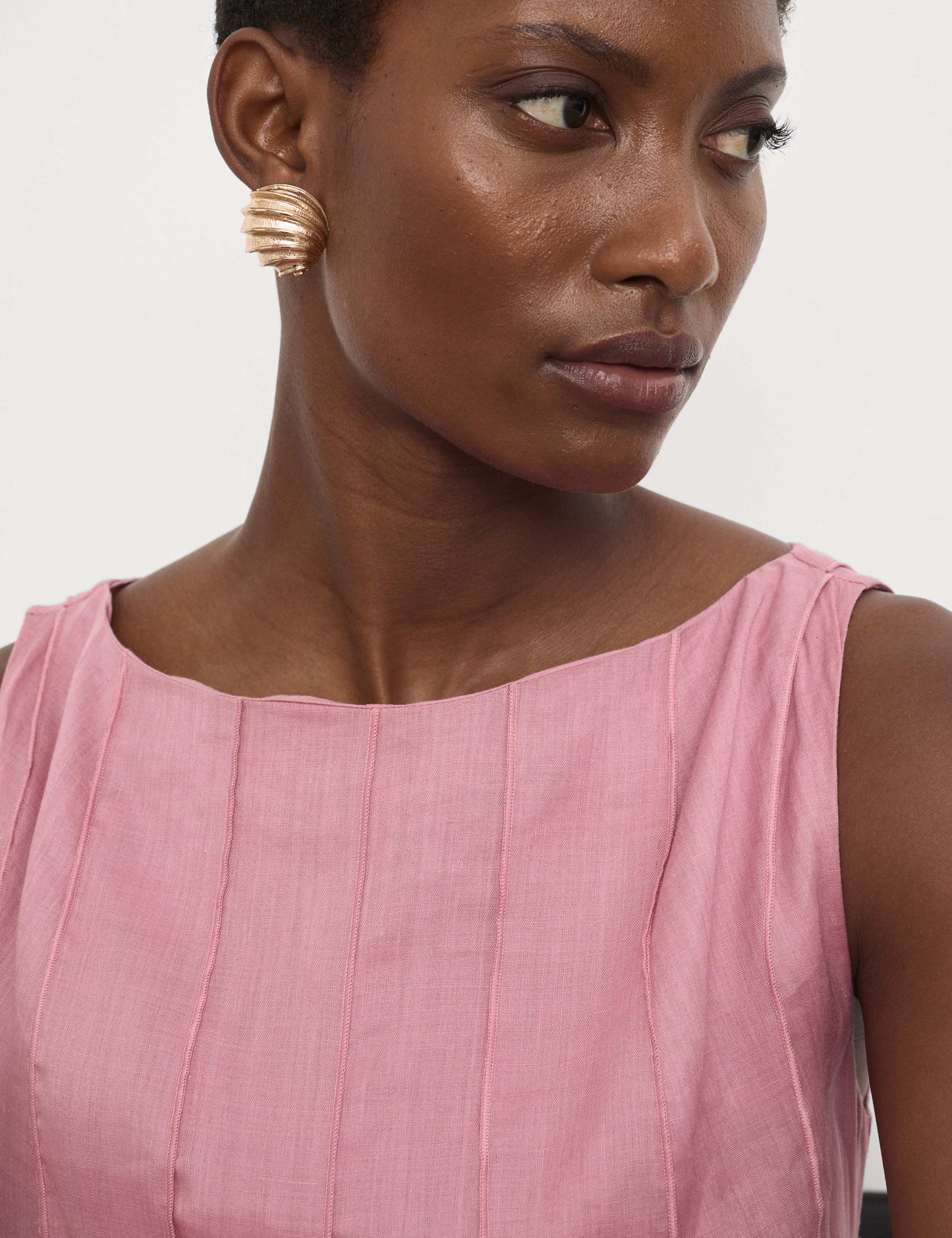 Pure Ramie Godet Waisted Maxi Dress