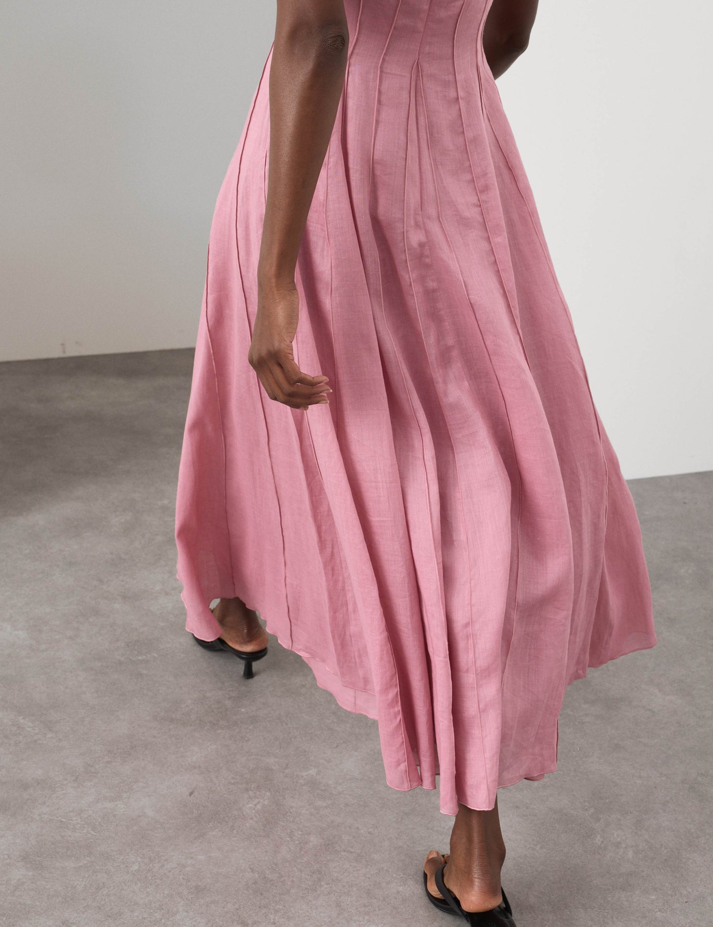 Pure Ramie Godet Waisted Maxi Dress