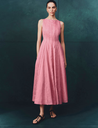 Pure Ramie Godet Waisted Maxi Dress