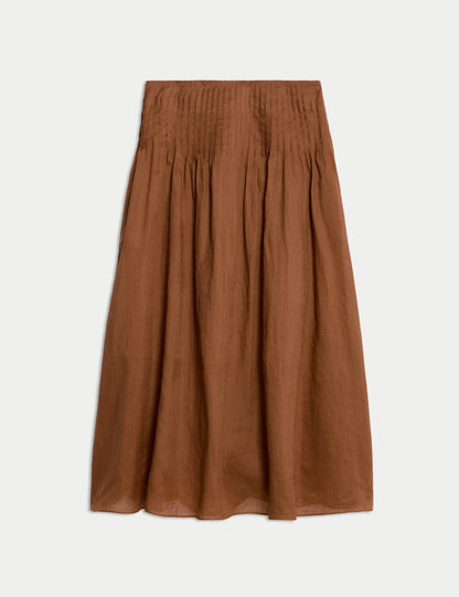 Pure Ramie Pintuck Maxi Circle Skirt