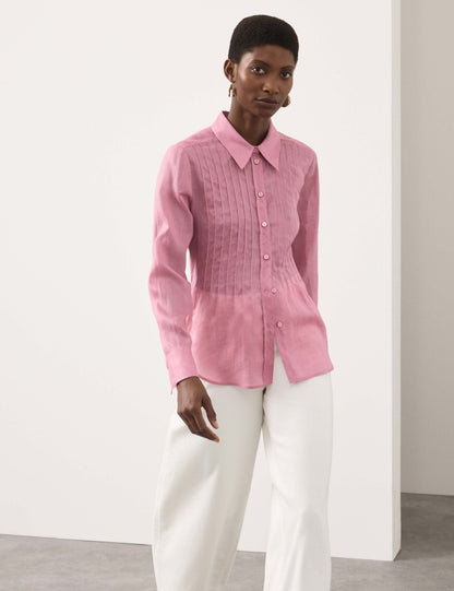 Pure Ramie Pintuck Waisted Shirt