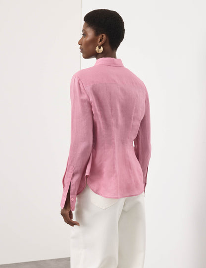 Pure Ramie Pintuck Waisted Shirt