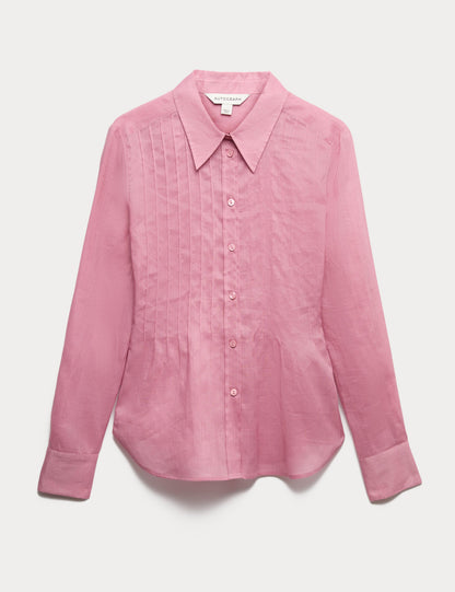 Pure Ramie Pintuck Waisted Shirt
