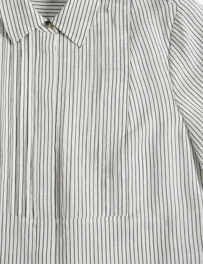 Pure Ramie Striped Pintuck Shirt
