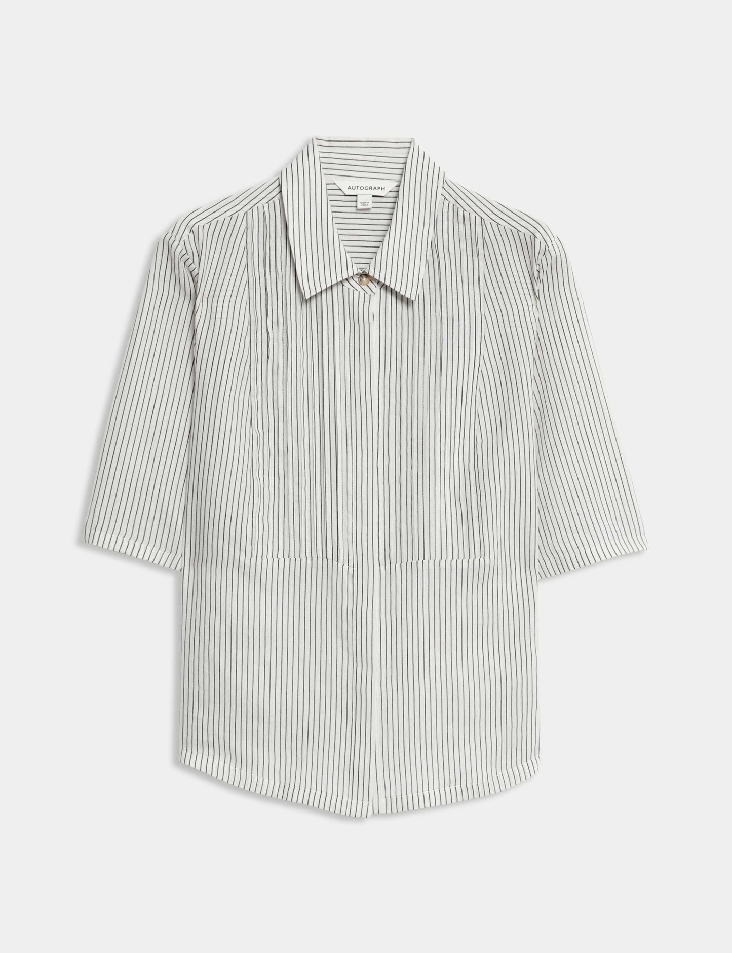 Pure Ramie Striped Pintuck Shirt