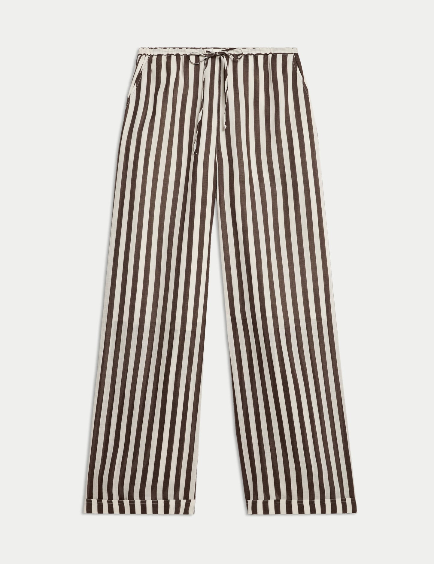 Pure Ramie Striped Wide Leg Trousers