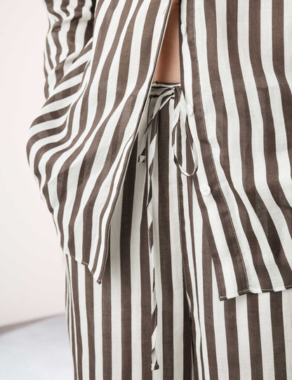 Pure Ramie Striped Wide Leg Trousers