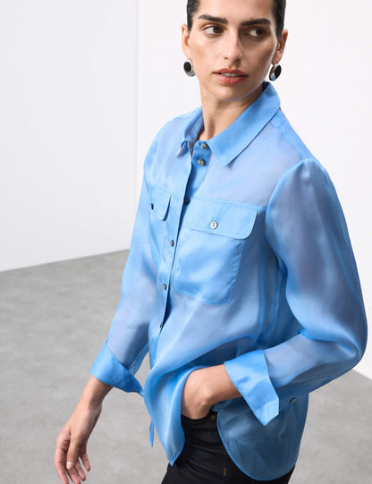 Pure Silk Organza Relaxed Utility Shirt