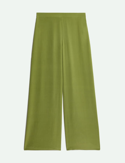 Pure Silk Wide-Leg Trousers