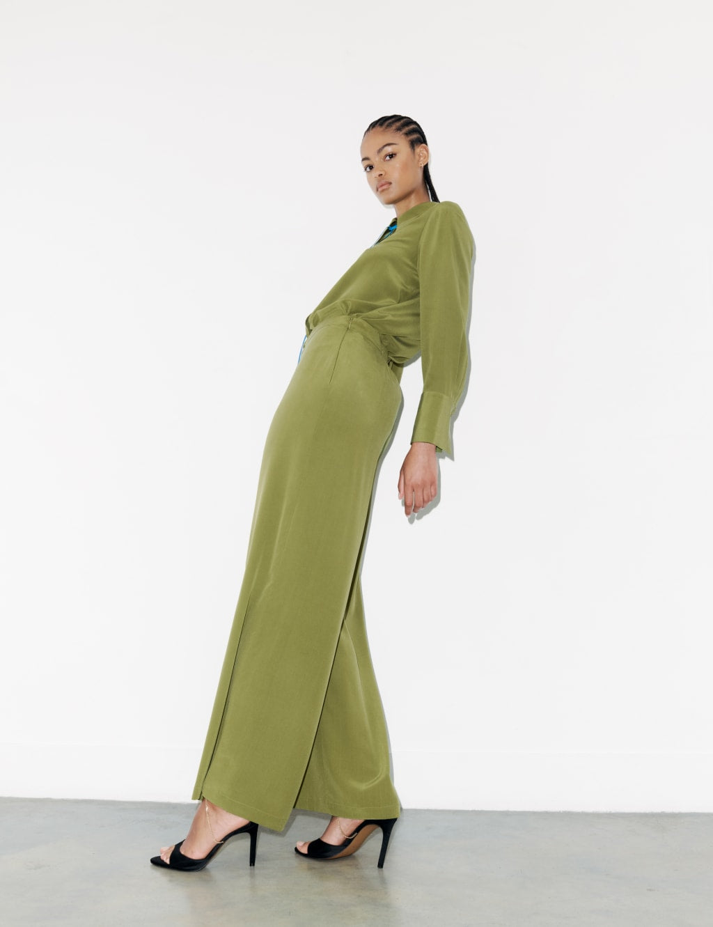 Pure Silk Wide-Leg Trousers