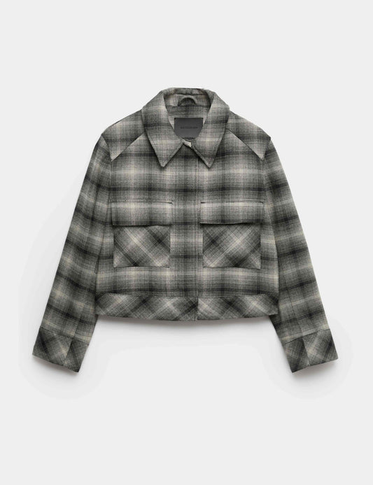 Pure Wool Checked Cropped Jacket