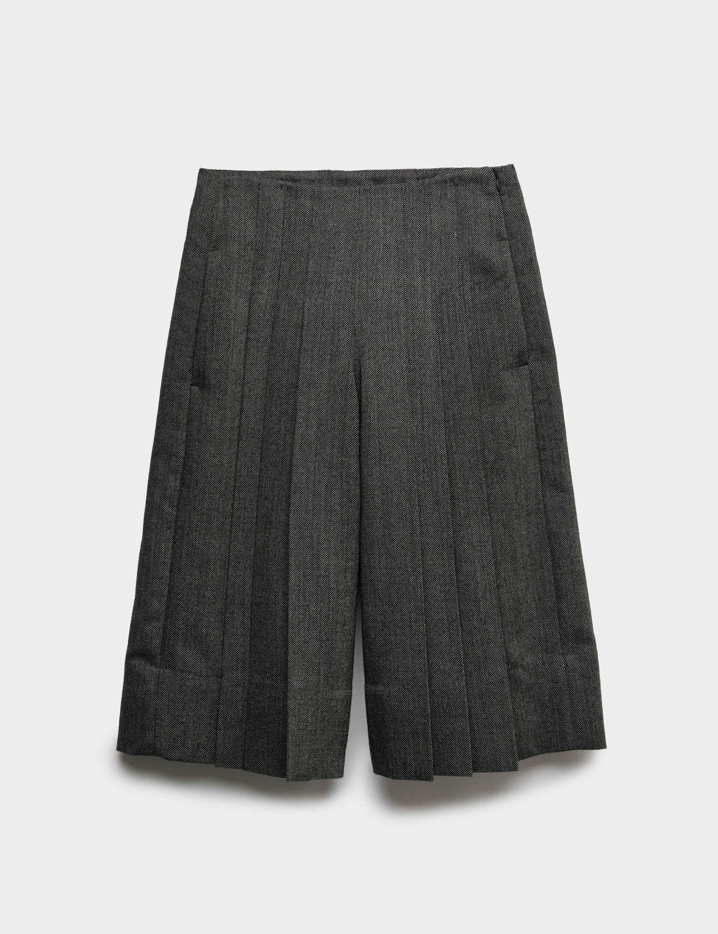 Pure Wool Pleated Wide Leg Cropped Culottes