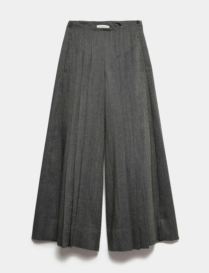 Pure Wool Pleated Wide Leg Trousers