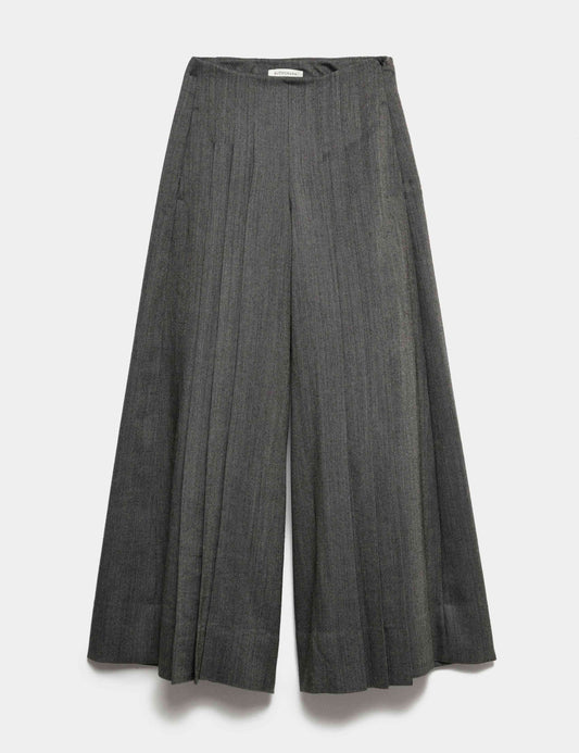 Pure Wool Pleated Wide Leg Trousers