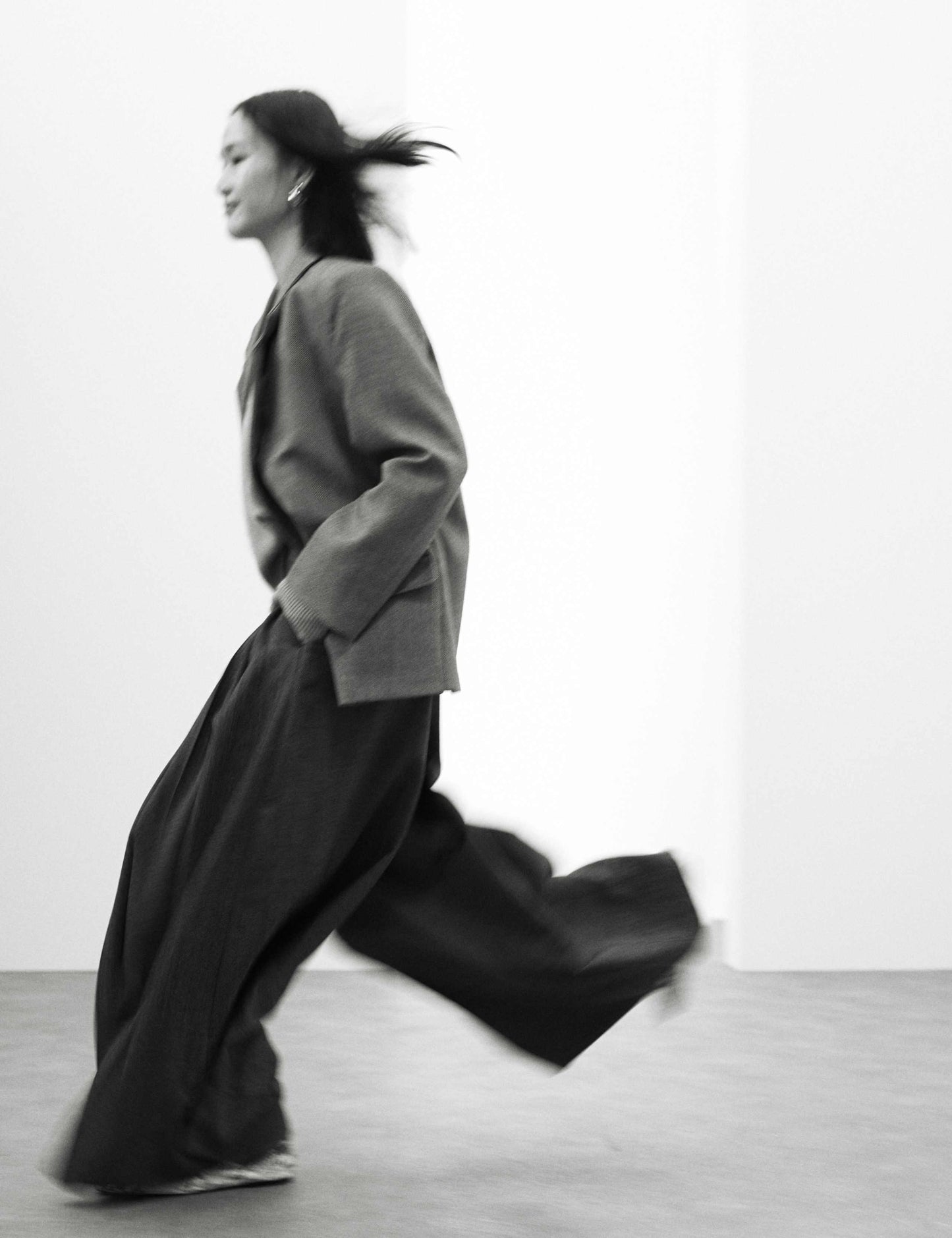Pure Wool Pleated Wide Leg Trousers