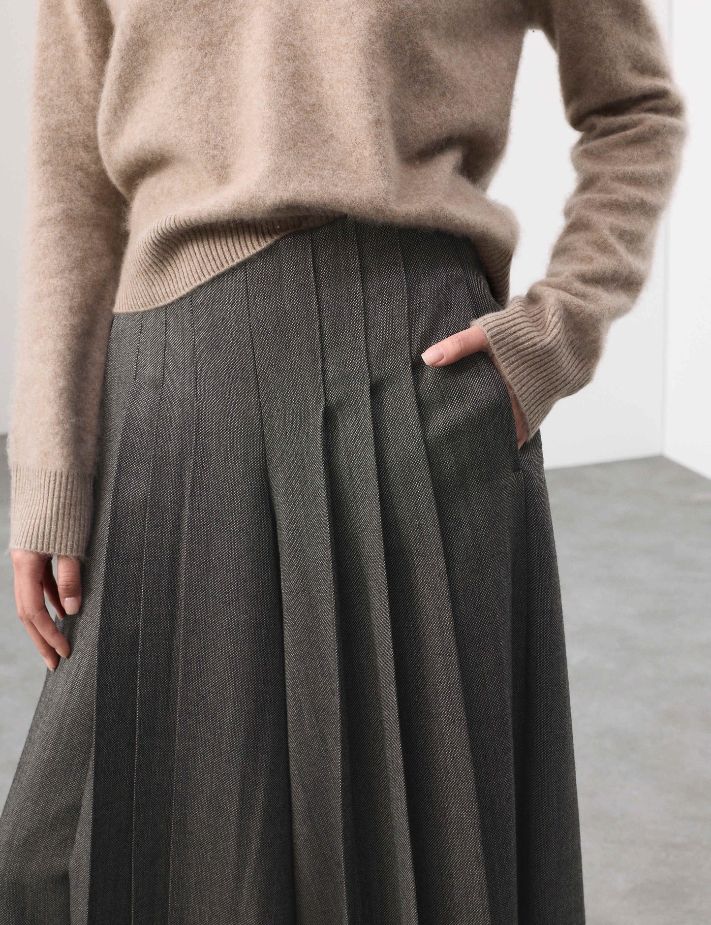 Pure Wool Pleated Wide Leg Trousers