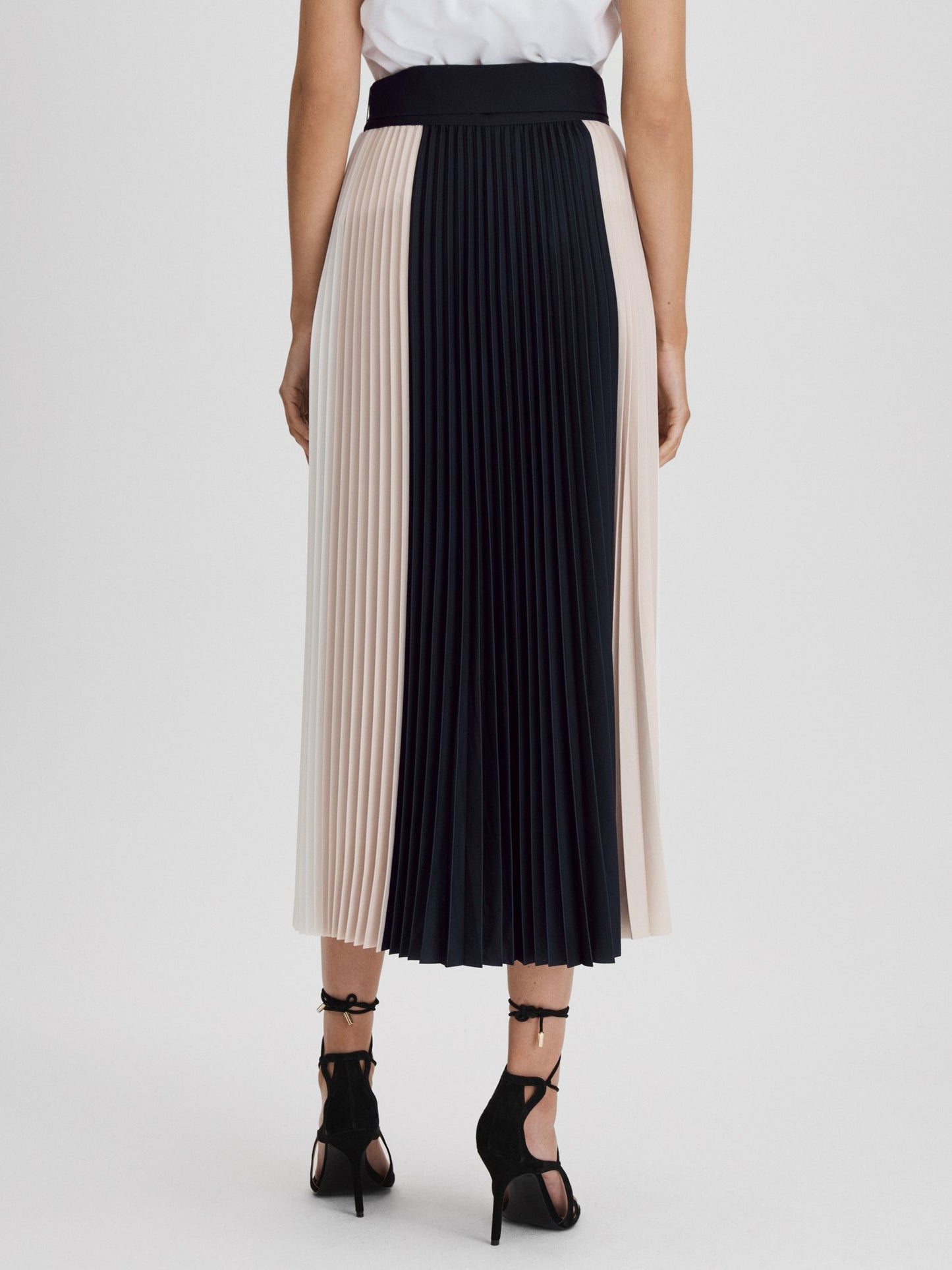 Colourblock pleated midi skirt