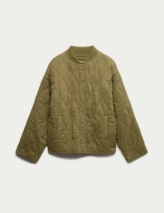 Quilted Waisted Bomber Jacket