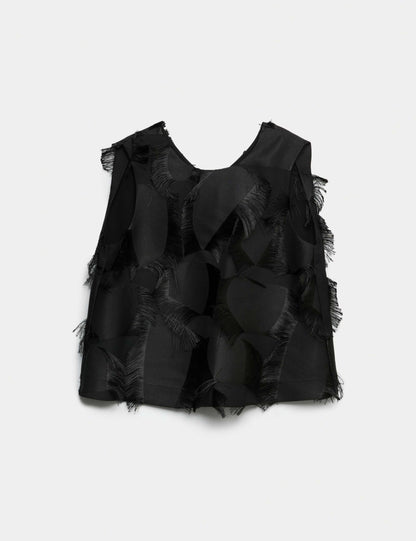 Relaxed Fringe Twist Back Detail Top