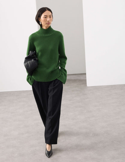 Ribbed Funnel Neck Jumper with Cashmere