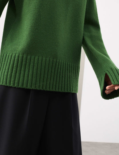 Ribbed Funnel Neck Jumper with Cashmere