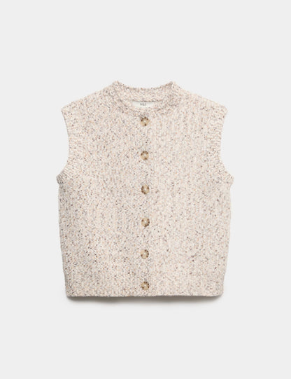 Ribbed Knitted Crew Neck Waistcoat