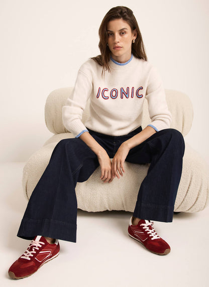 Cream Iconic Embroidered Knit  Jumper