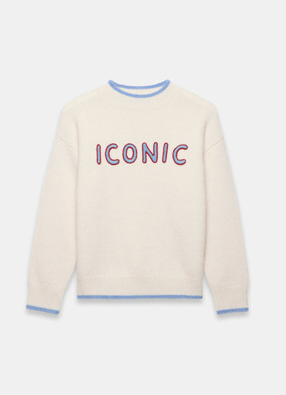 Cream Iconic Embroidered Knit  Jumper