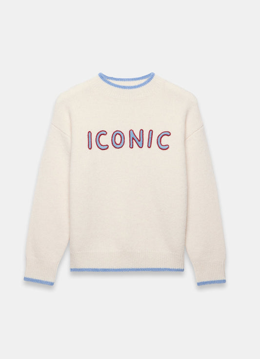 Cream Iconic Embroidered Knit  Jumper