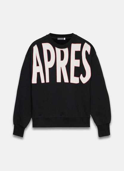 Black Cotton Blend Graphic Apres Sweatshirt
