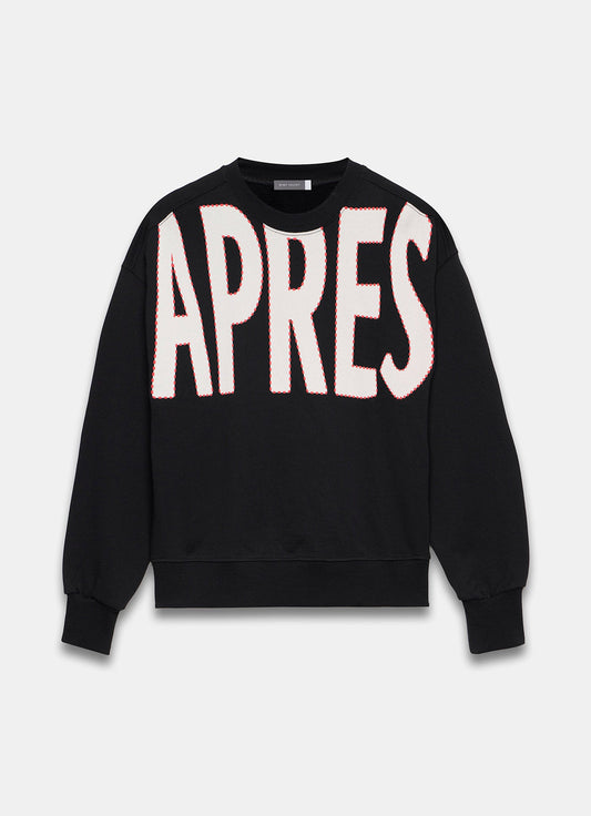 Black Cotton Blend Graphic Apres Sweatshirt