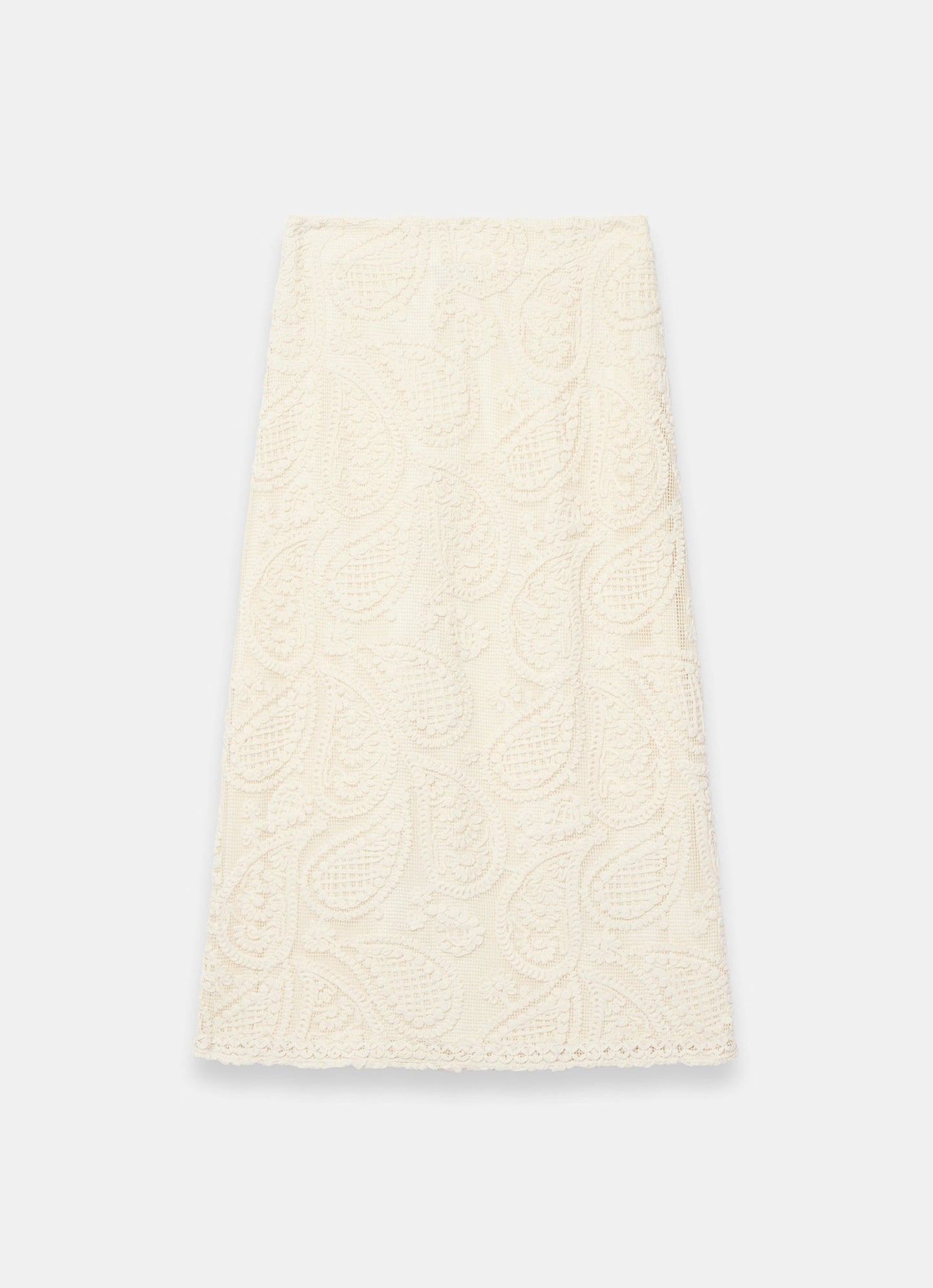 Neutral Crochet Paisley Midi Skirt