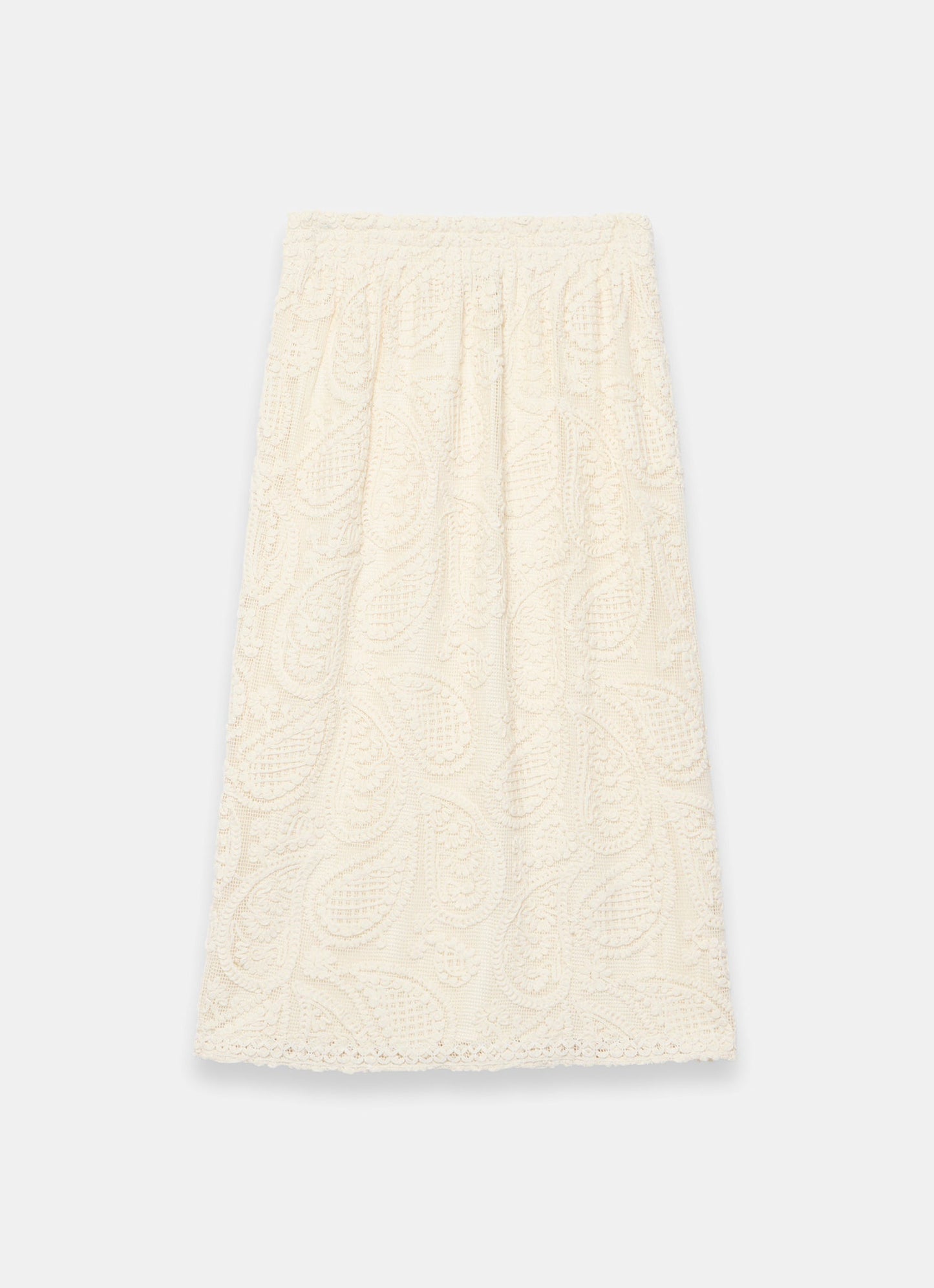 Neutral Crochet Paisley Midi Skirt