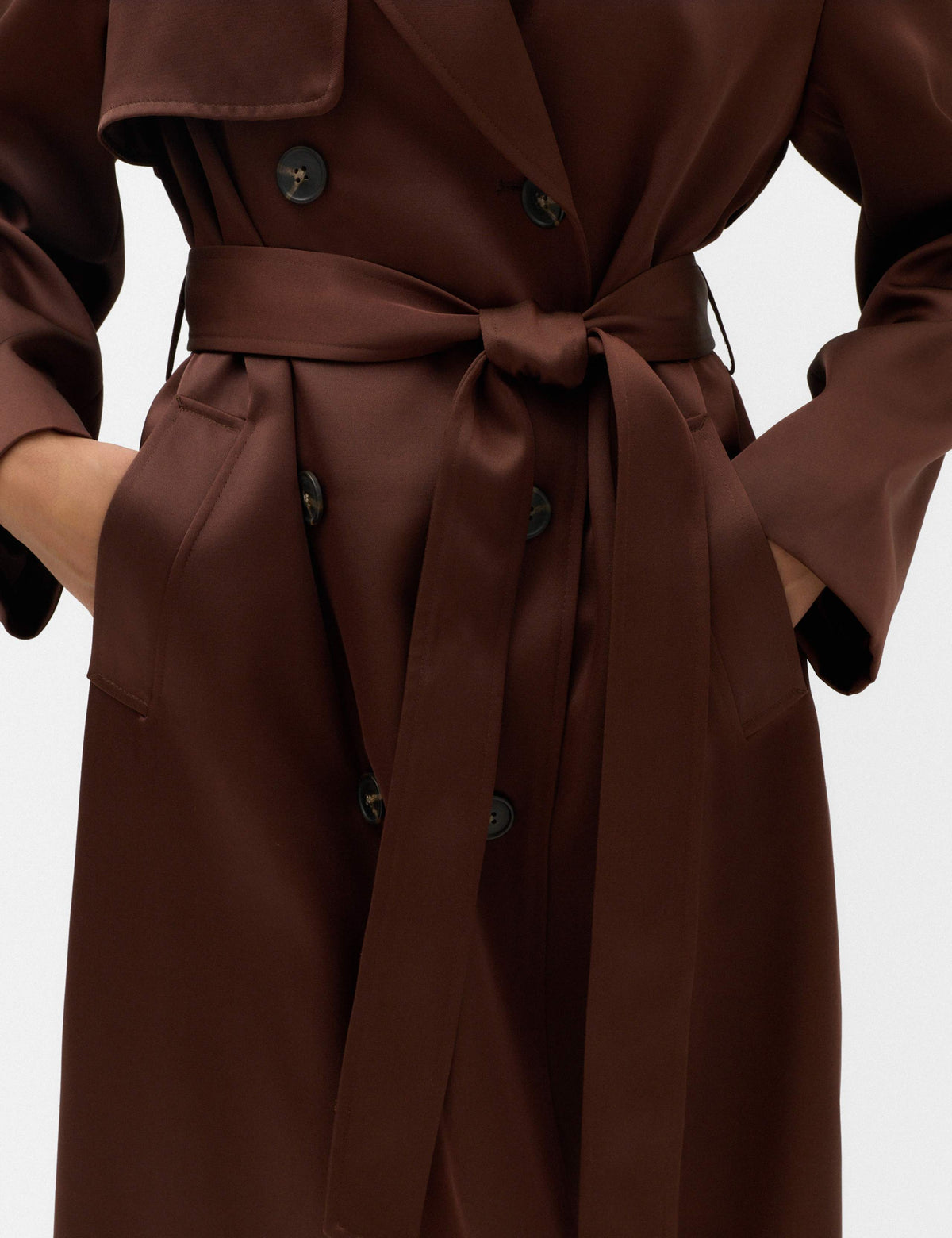 Satin Belted Trench Coat