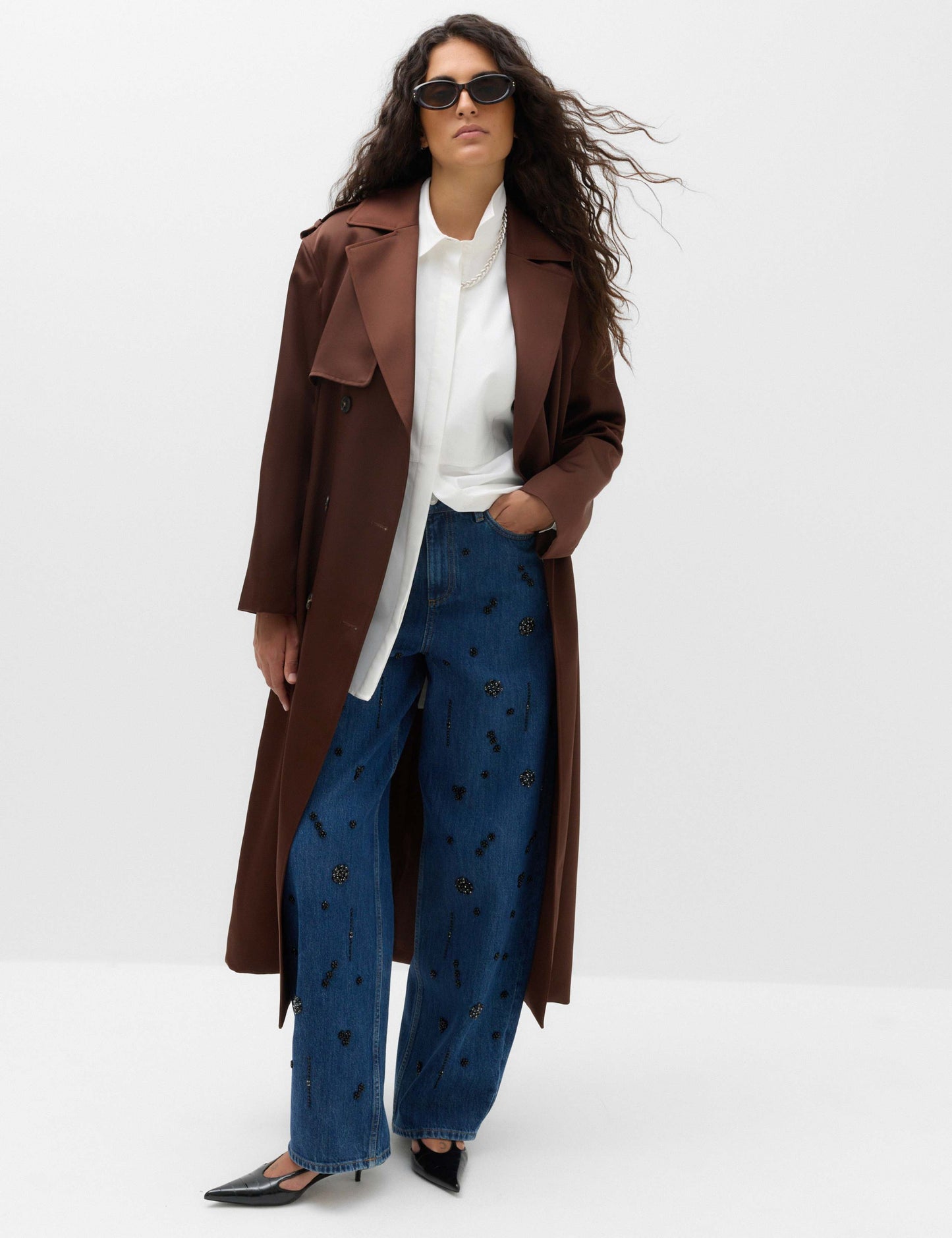 Satin Belted Trench Coat