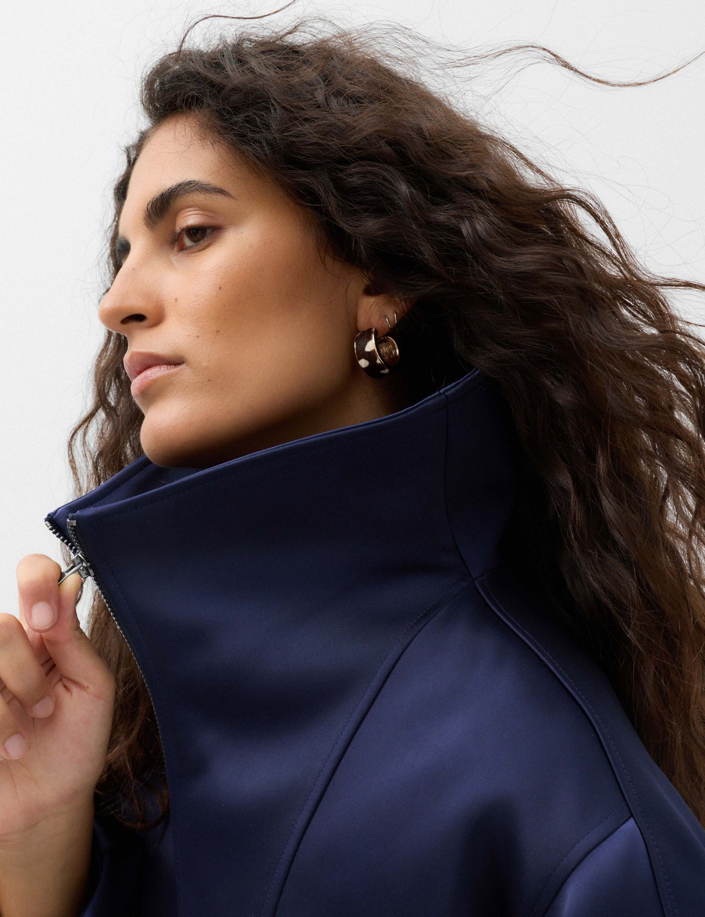 Satin Blouson Sleeve Cropped Bomber Jacket