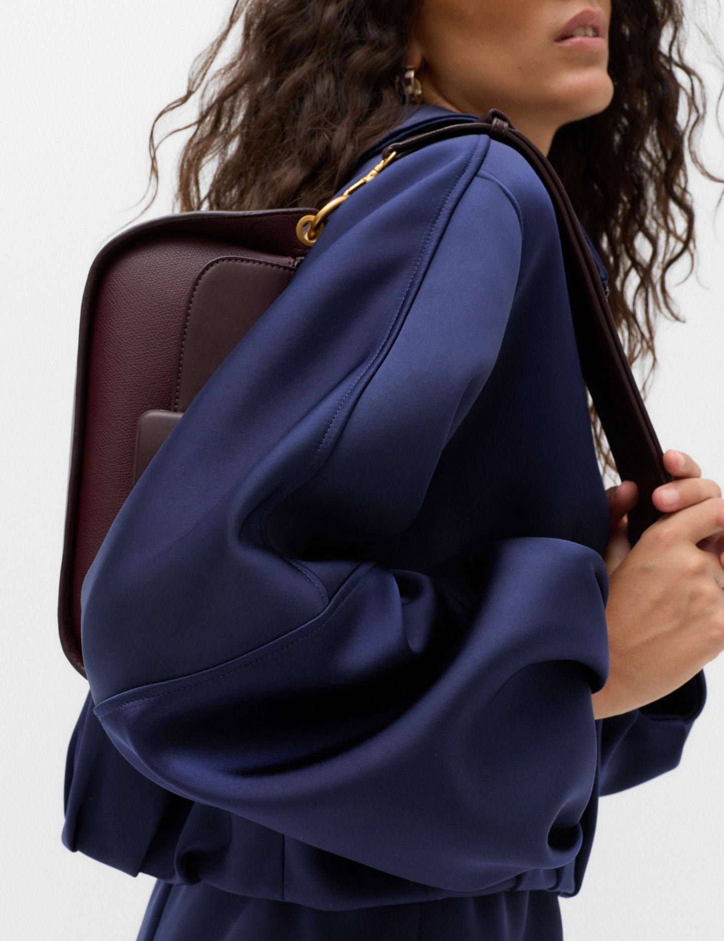 Satin Blouson Sleeve Cropped Bomber Jacket