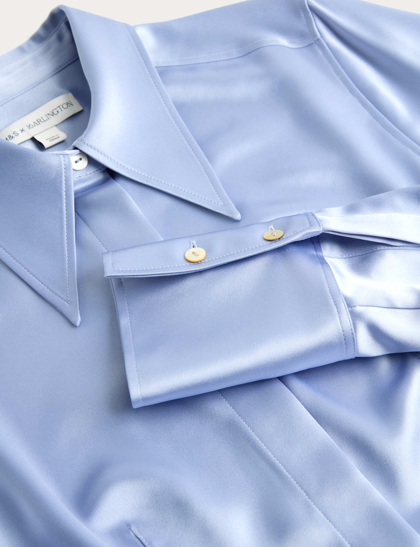 Satin Collared Fitted Long Sleeve Shirt