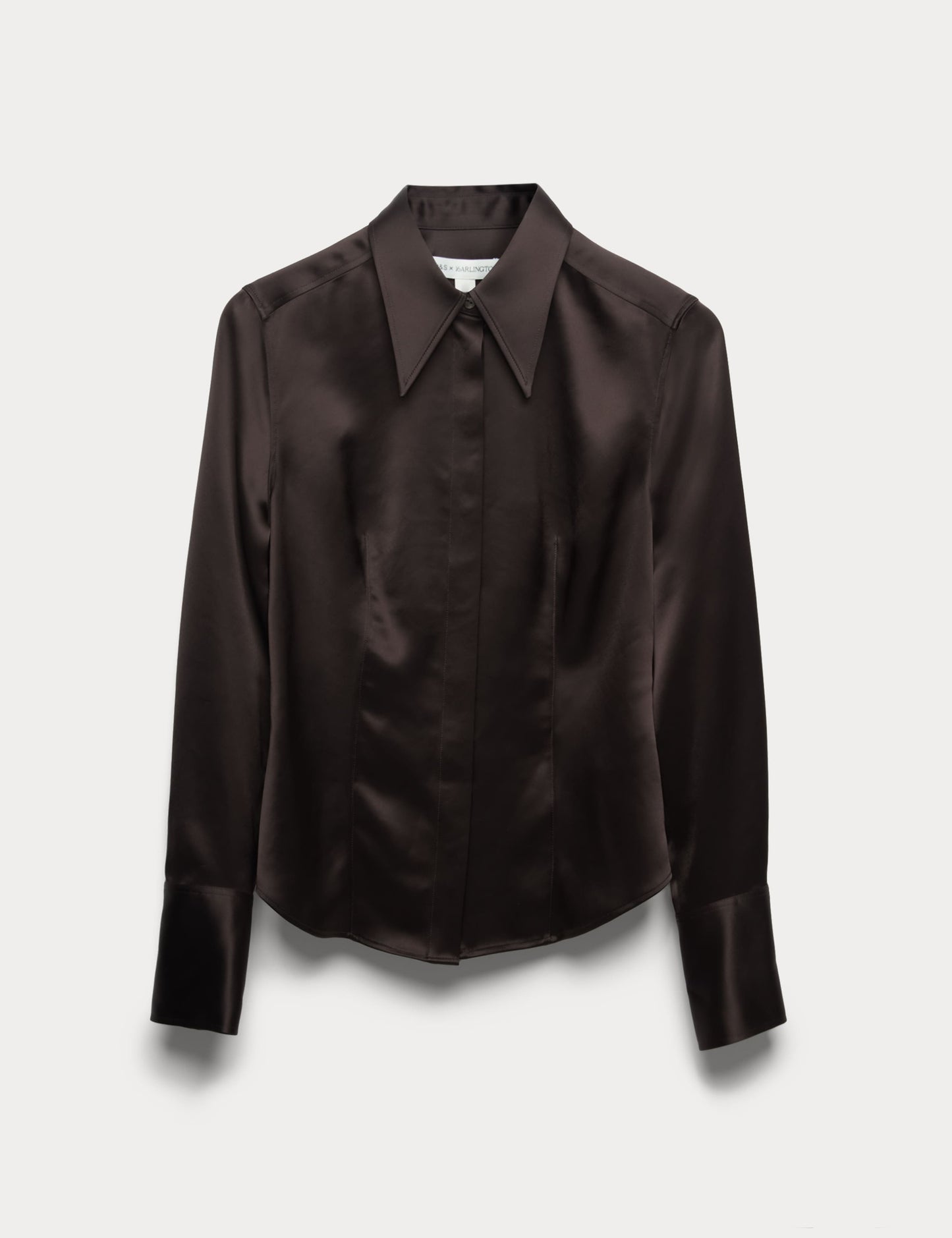 Satin Collared Fitted Long Sleeve Shirt