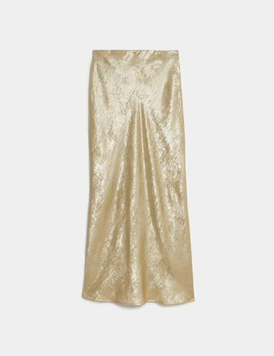 Satin Foil Maxi Slip Skirt