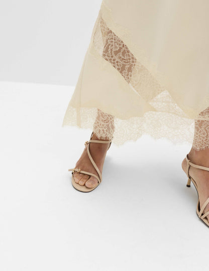 Satin Lace Insert Midaxi Slip Skirt