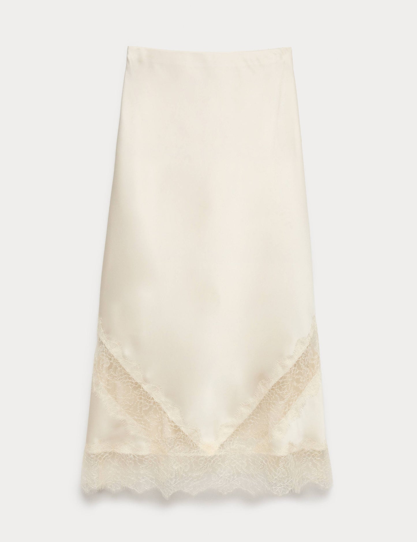 Satin Lace Insert Midaxi Slip Skirt